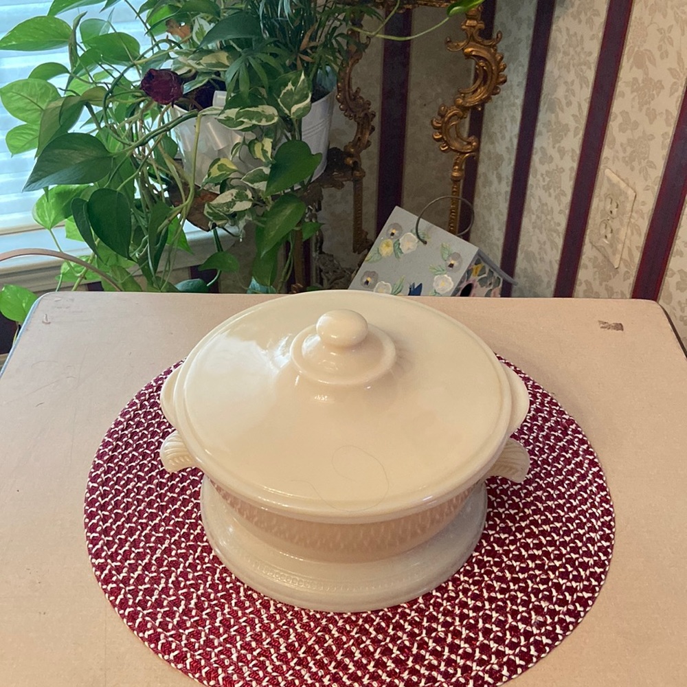 Vintage Fire King Casserole/Baking Dish With Matching 2-Handled Base